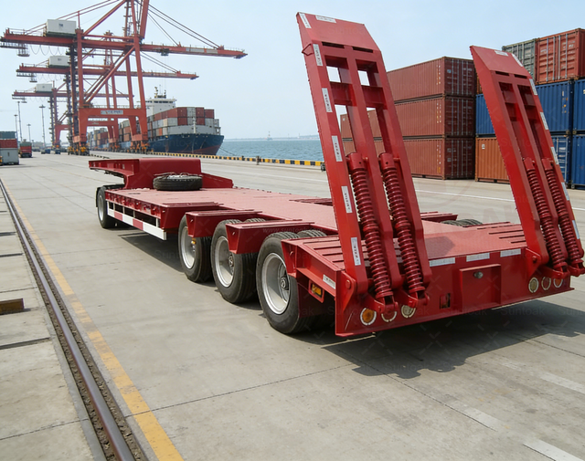 Suntoak Steel Tri Axle Lowbed Truck Trailer